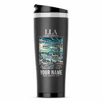Thumbnail for Luleå Airport (LLA) Travel Mugs - Poster + Name - Stainless Steel (No Holder) - Gray