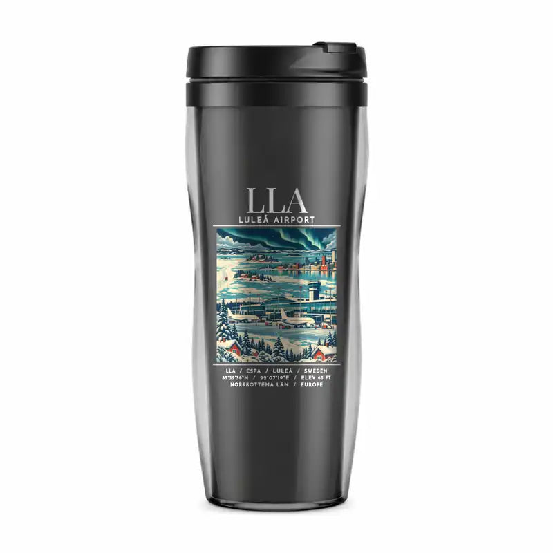 Luleå Airport (LLA) Travel Mugs - Poster - Plastic (No Holder) - Gray