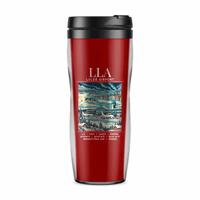 Luleå Airport (LLA) Travel Mugs - Poster - Plastic (No Holder) - Red