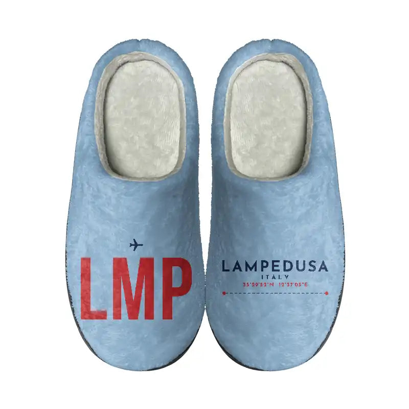 Lampedusa Airport (LMP) Slippers & Flip Flops - Slippers - Cotton - Code - Different - Light Blue