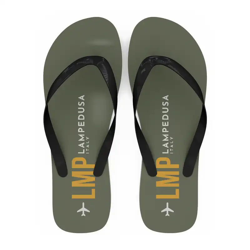 Lampedusa Airport (LMP) Slippers & Flip Flops - Slippers - Flip Flops - Code - Green Army