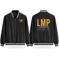 Thumbnail for Lampedusa Airport (LMP) Stylish Jackets - Baseball Collar - Tag - Black