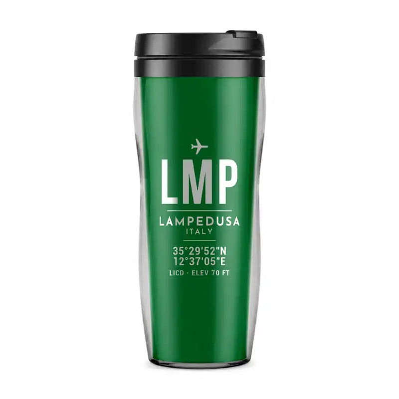 Lampedusa Airport (LMP) Travel Mugs - ID Tag - Plastic (No Holder) - Green