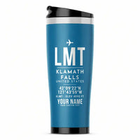 Thumbnail for Klamath Falls Airport (LMT) Travel Mugs - ID Tag + Name - Stainless Steel (No Holder) - Light Blue