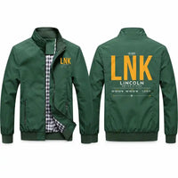 Thumbnail for Lincoln Airport (LNK) Stylish Jackets - Stand Collar - Tag - Green