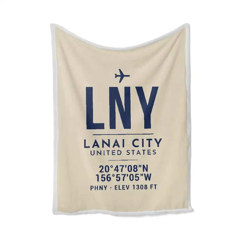 Lanai Airport (LNY) Bedding Sets & Blankets - Blanket - ID Tag - Beige