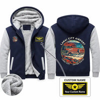 Thumbnail for Lanai Airport (LNY) Zipped Sweatshirts - Badge + Name - Navy & Gray