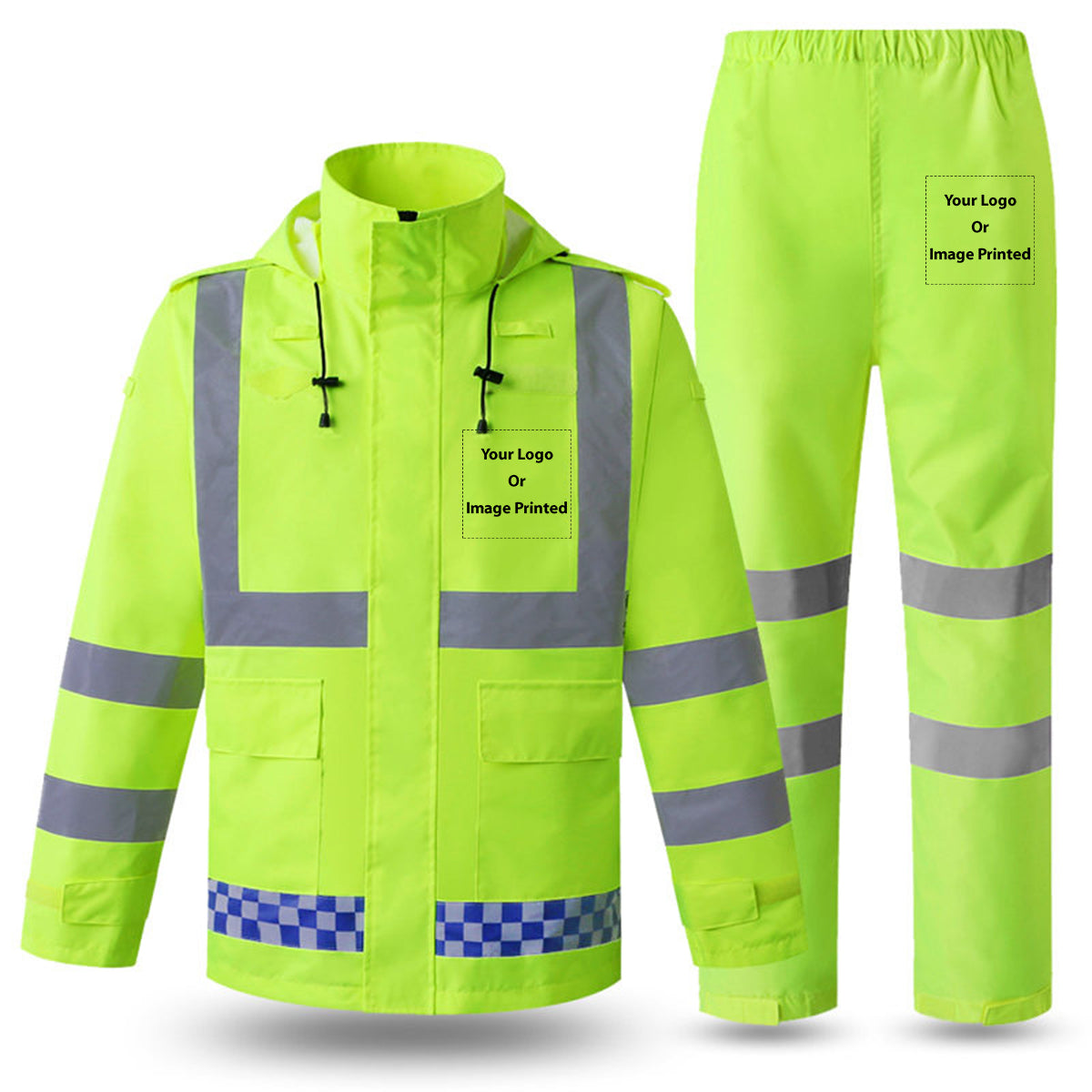 Custom Image/Logo/Photo Designed Reflective Waterproof Rainsuit Set