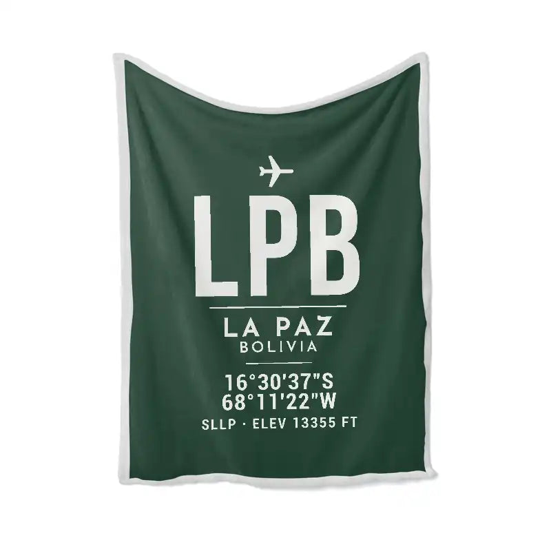 El Alto International Airport (LPB) Bedding Sets & Blankets - Blanket - ID Tag - Dark Green