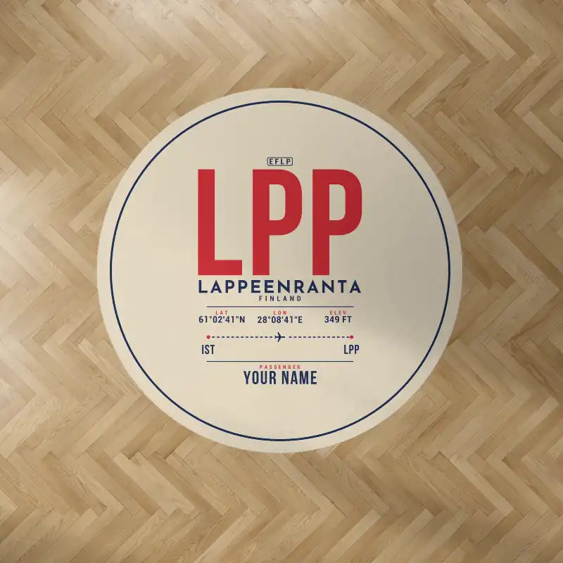Lappeenranta Airport (LPP) Carpets - Carpet Round - ID Tag + Name - Beige V2