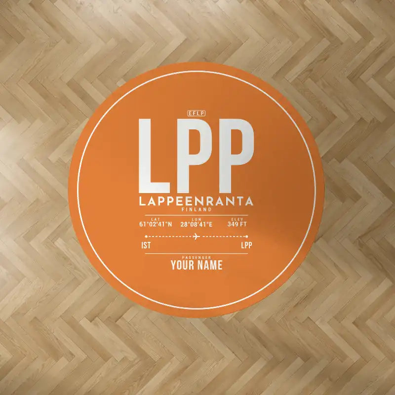 Lappeenranta Airport (LPP) Carpets - Carpet Round - ID Tag + Name - Orange V2