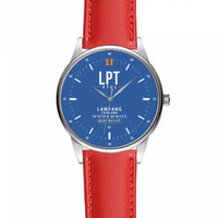 Thumbnail for Lampang Airport (LPT) Aviator Watches - Classic - Blue - Leather Strap - Red Leather Strap