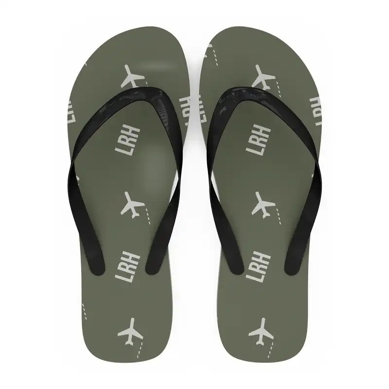 La Rochelle - Ile de Re Airport (LRH) Slippers & Flip Flops - Slippers - Flip Flops - Pattern - Green Army