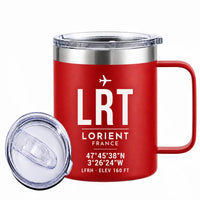 Thumbnail for Lorient South Brittany Airport (LRT) Stainless Steel Mugs - ID Tag - Stainless Steel Mug - 14 oz / 400ML - Red