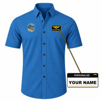 Thumbnail for La Crosse Regional Airport (LSE) Shirts - Short Sleeve Shirt - Badge - Blue + NAME