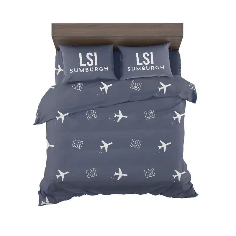 Sumburgh Airport (LSI) Bedding Sets & Blankets - Bedding Set - Pattern - Navy Blue