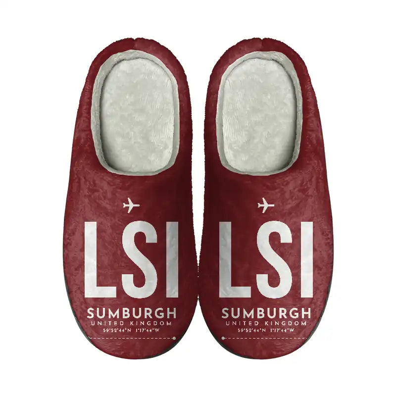 Sumburgh Airport (LSI) Slippers & Flip Flops - Slippers - Cotton - Code - Same - Dark Red