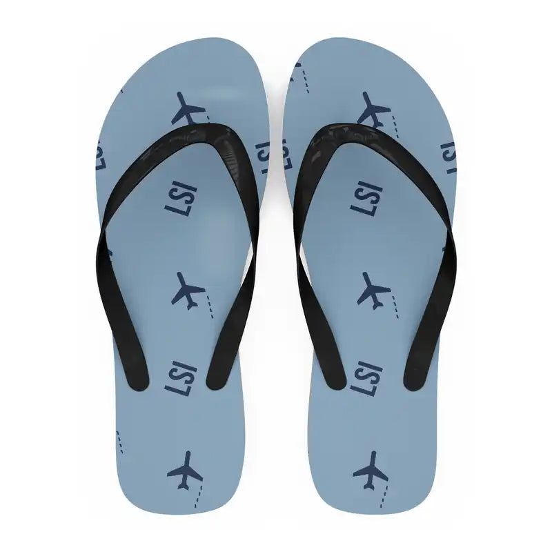 Sumburgh Airport (LSI) Slippers & Flip Flops - Slippers - Flip Flops - Pattern - Light Blue