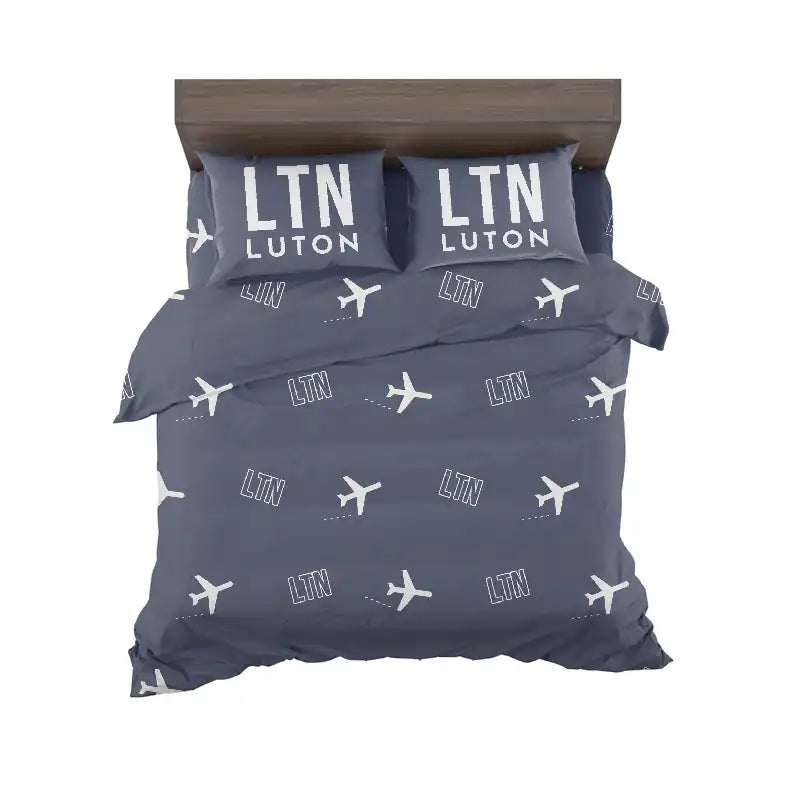 London Luton Airport (LTN) Bedding Sets & Blankets - Bedding Set - Pattern - Navy Blue