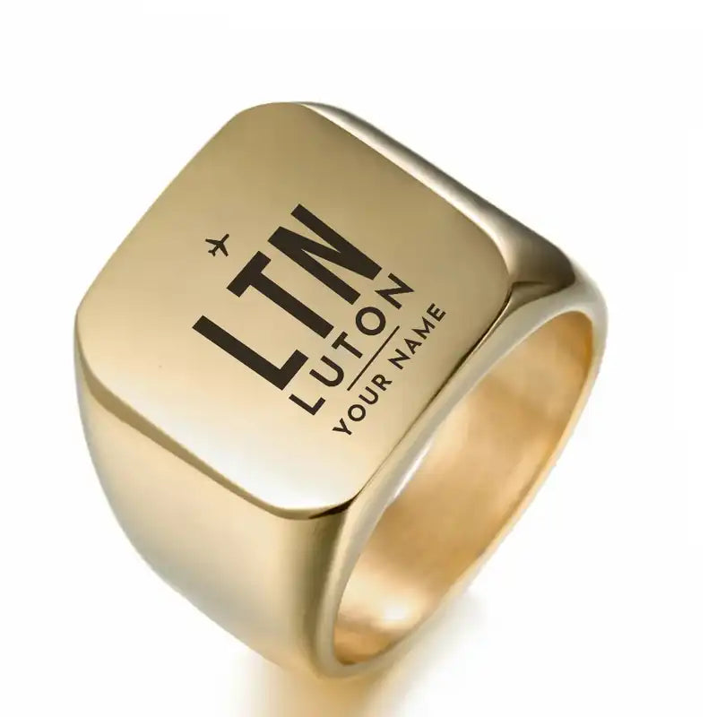 London Luton Airport (LTN) Rings - Ring - Golden + Name
