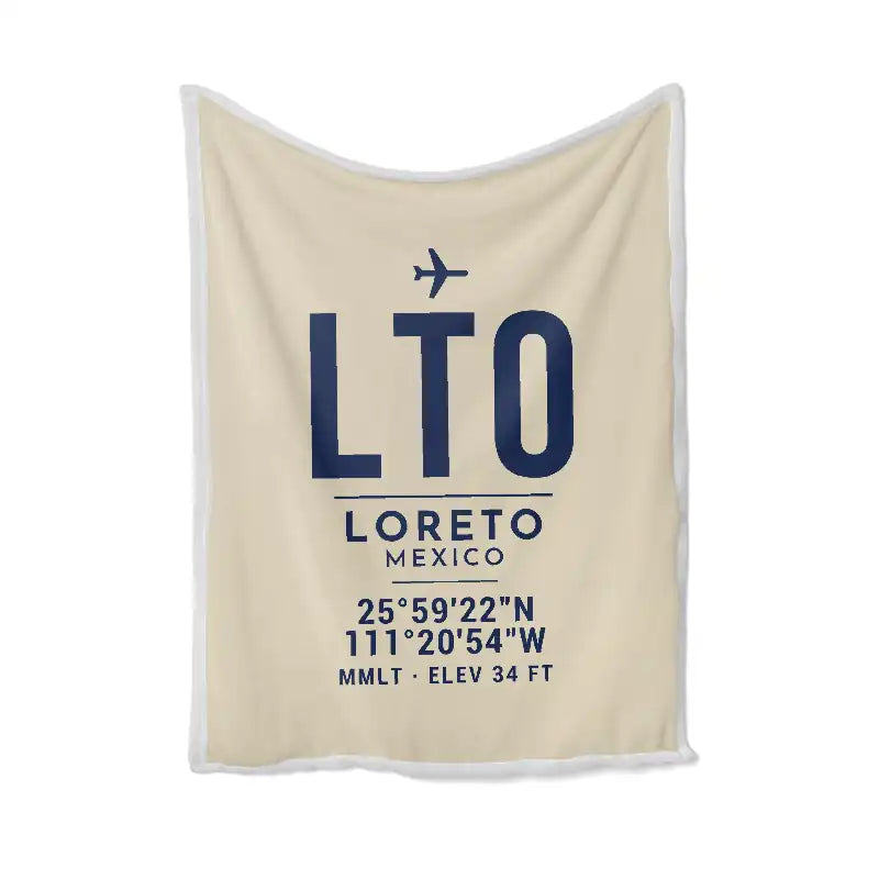 Loreto International Airport (LTO) Bedding Sets & Blankets - Blanket - ID Tag - Beige