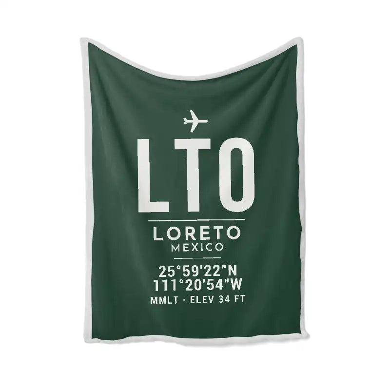 Loreto International Airport (LTO) Bedding Sets & Blankets - Blanket - ID Tag - Dark Green