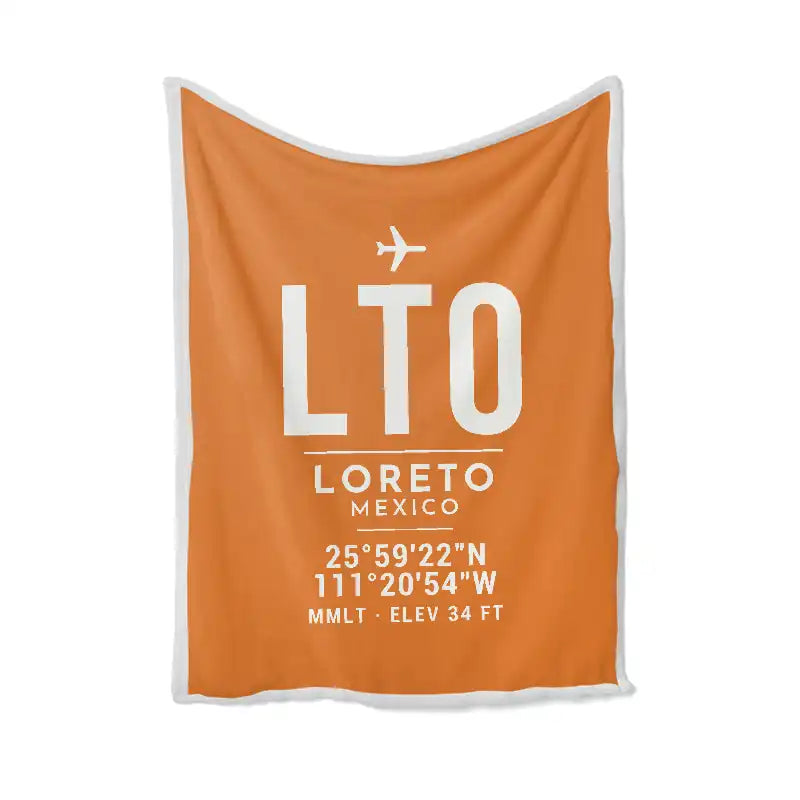 Loreto International Airport (LTO) Bedding Sets & Blankets - Blanket - ID Tag - Orange