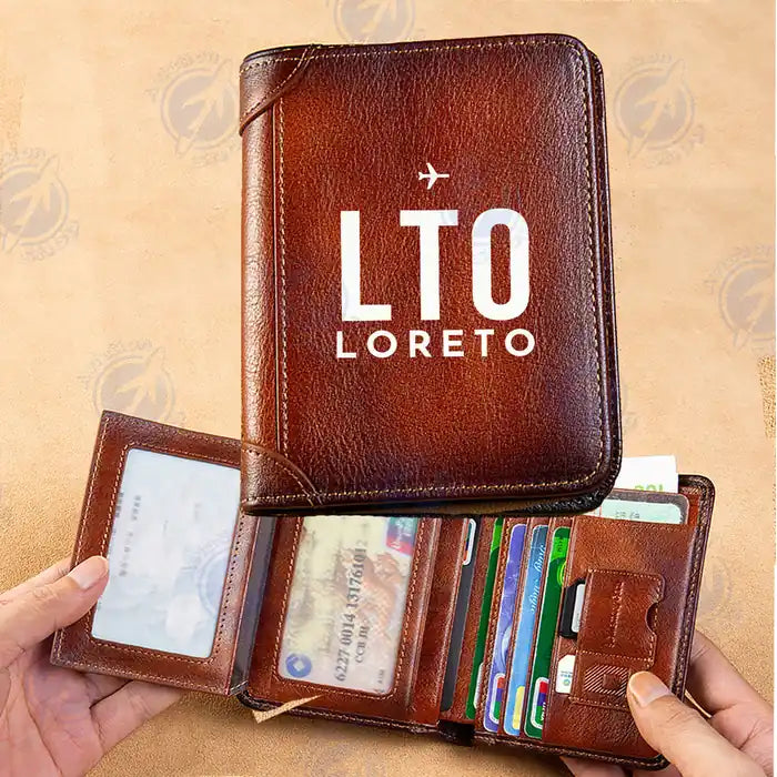 Loreto International Airport (LTO) Leather Wallets - Printed Leather Wallet - Code