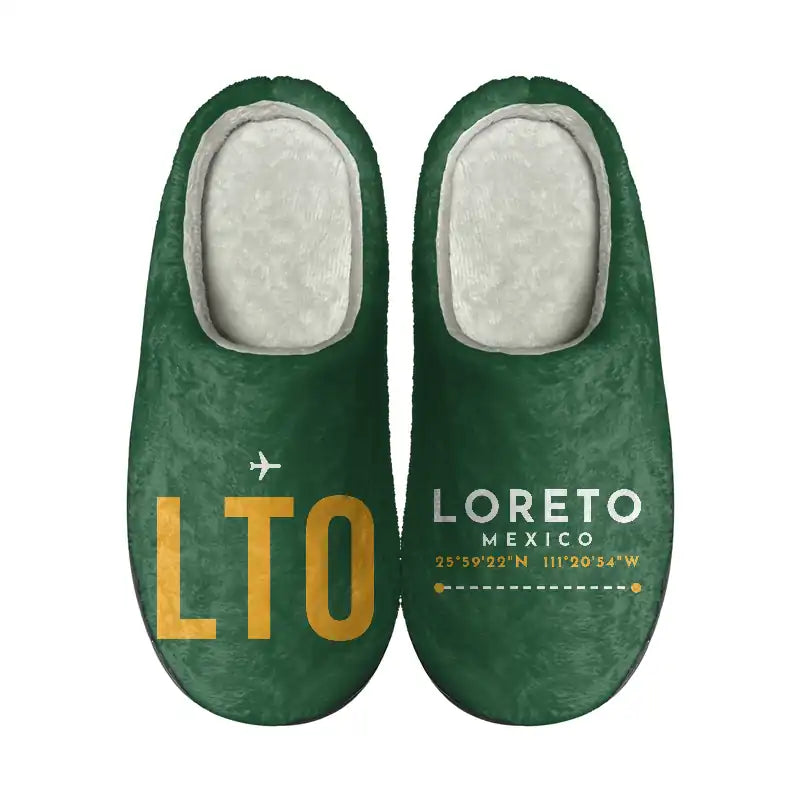 Loreto International Airport (LTO) Slippers & Flip Flops - Slippers - Cotton - Code - Different - Green