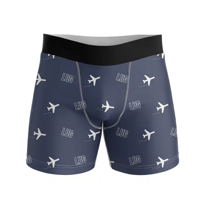 Lugano Airport (LUG) Men Boxers - Pattern - Navy Blue