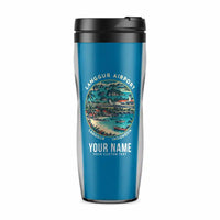 Thumbnail for Langgur Airport (LUV) Travel Mugs - Badge + Name - Plastic (No Holder) - Light Blue