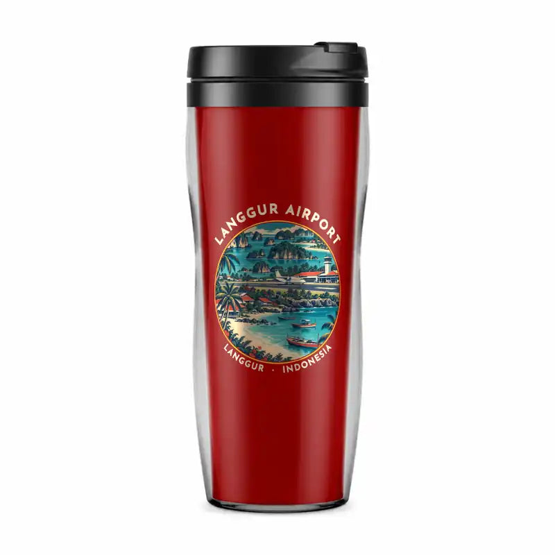 Langgur Airport (LUV) Travel Mugs - Badge - Plastic (No Holder) - Red
