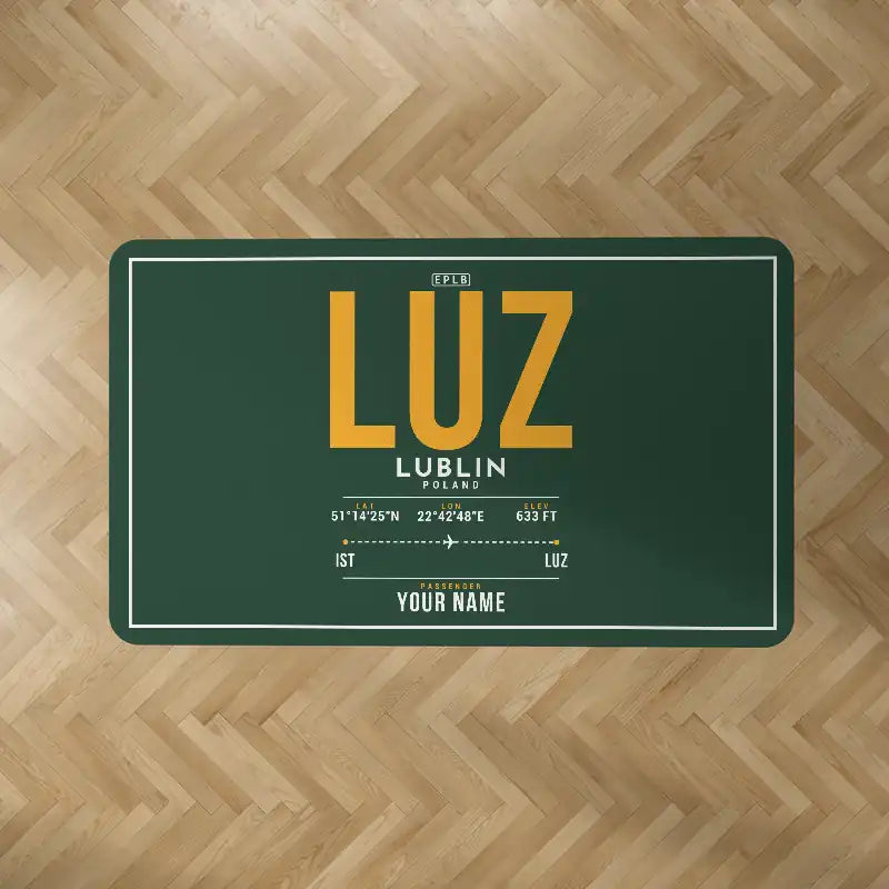 Lublin Airport (LUZ) Carpets - Carpet Rectangle - ID Tag + Name - Dark Green