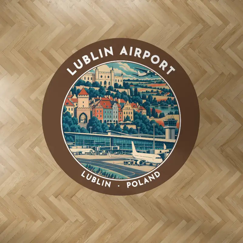 Lublin Airport (LUZ) Carpets - Carpet Round - Badge - Brown