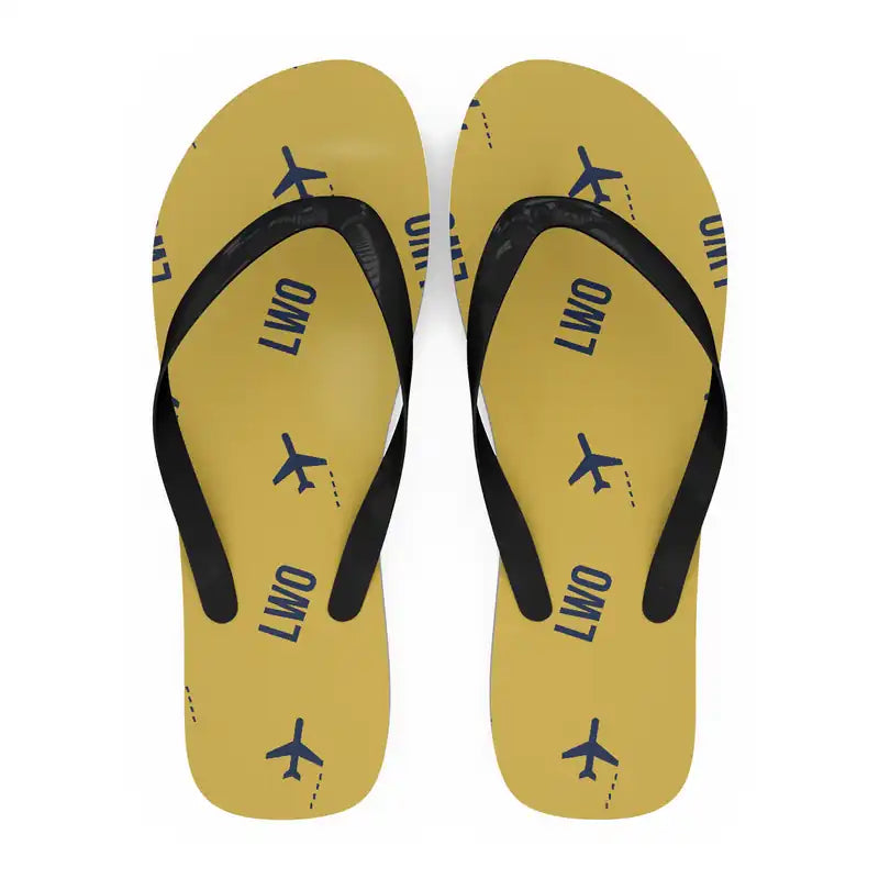 Lviv Danylo Halytskyi International Airport (LWO) Slippers & Flip Flops - Slippers - Flip Flops - Pattern - Yellow