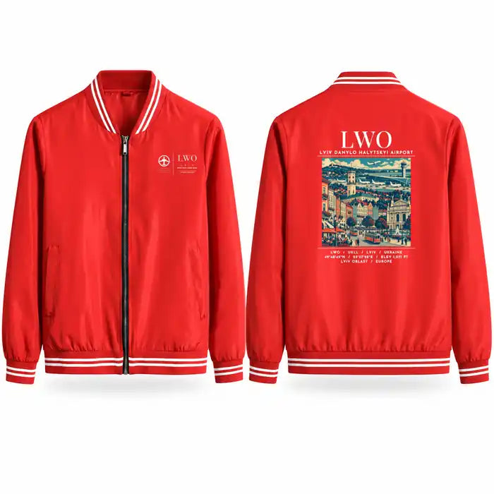 Lviv Danylo Halytskyi International Airport (LWO) Stylish Jackets - Baseball Collar - Poster - Red