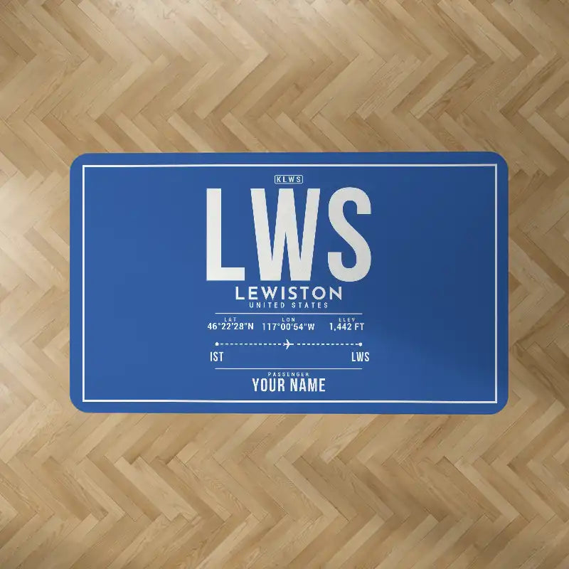 Lewiston–Nez Perce County Airport (LWS) Carpets - Carpet Rectangle - ID Tag + Name - Blue