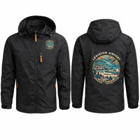 Thumbnail for Lewiston–Nez Perce County Airport (LWS) Stylish Jackets - Hooded Windbreaker - Badge - Black