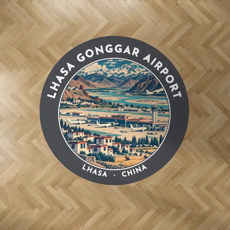 Lhasa Gonggar International Airport (LXA) Carpets - Carpet Round - Badge - Dark Gray V2