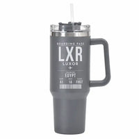 Thumbnail for Luxor International Airport (LXR) Stainless Steel Mugs - Boarding Pass - 40oz Car Mug - Gray