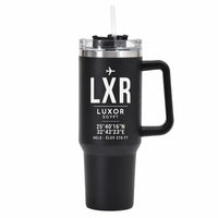 Thumbnail for Luxor International Airport (LXR) Stainless Steel Mugs - ID Tag - 40oz Car Mug - Black