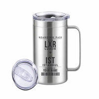 Thumbnail for Luxor International Airport (LXR) Stainless Steel Mugs - Customizable Boarding Pass - Stainless Steel Mug - 24 oz / 700ML - Silver