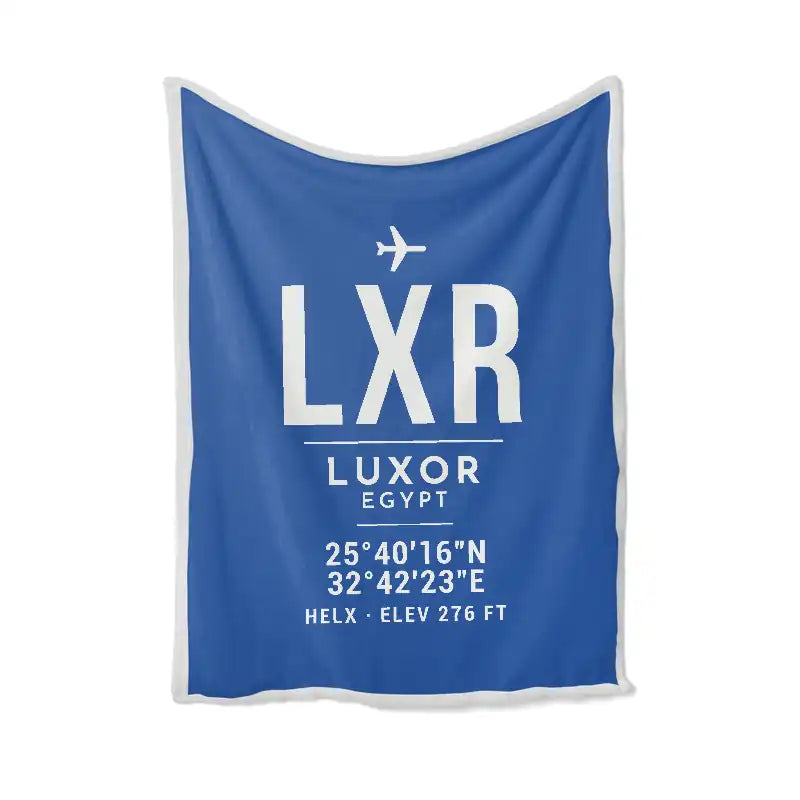 Luxor International Airport (LXR) Bedding Sets & Blankets - Blanket - ID Tag - Blue