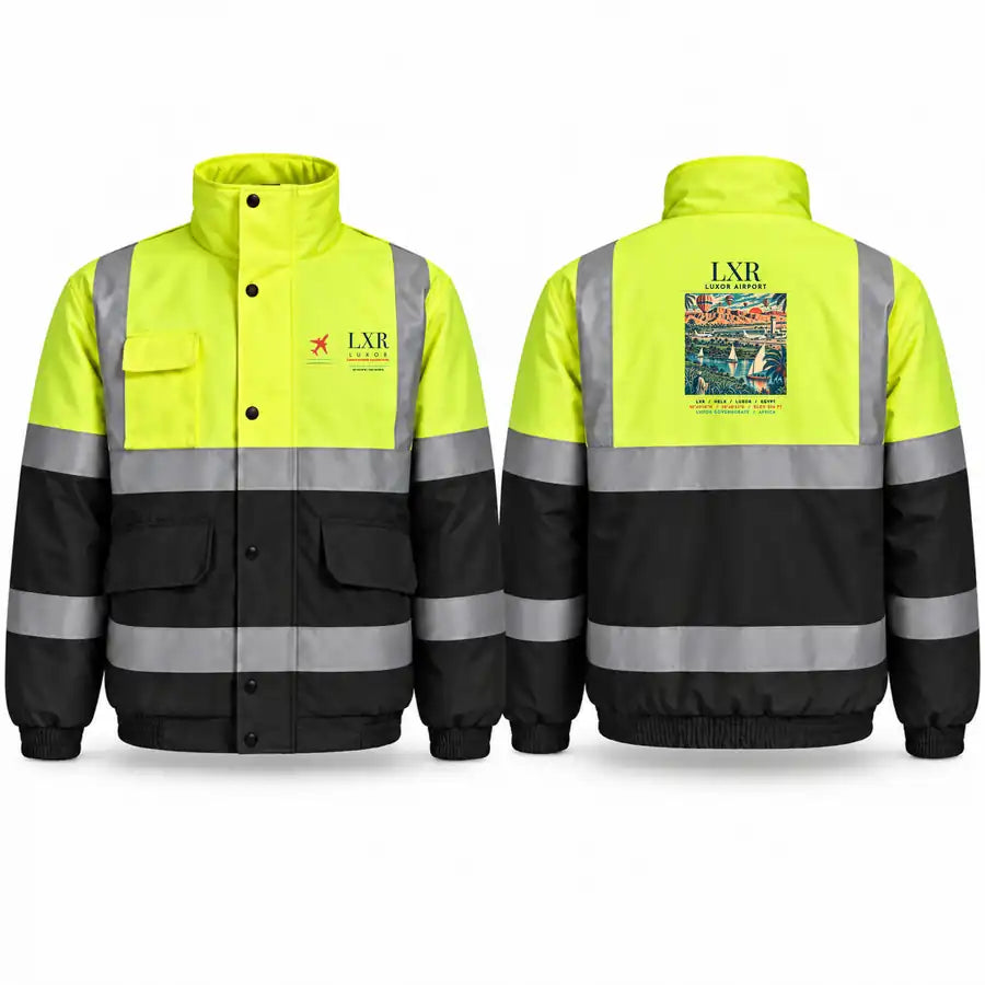 Luxor International Airport (LXR) Reflective Winter Jackets - Poster - Fluorescent Yellow & Navy