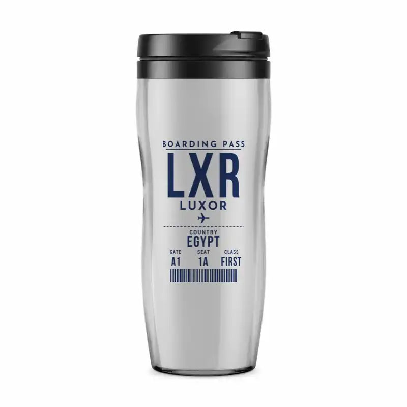 Luxor International Airport (LXR) Travel Mugs - Boarding Pass - Plastic (No Holder) - Light Gray
