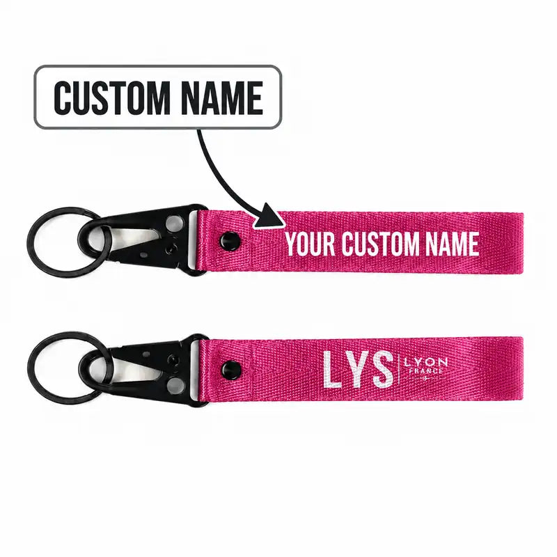 Lyon-Saint Exupéry Airport (LYS) Hawk-Shaped Key Chains - Hawk Key Chain - Tag - Pink + NAME