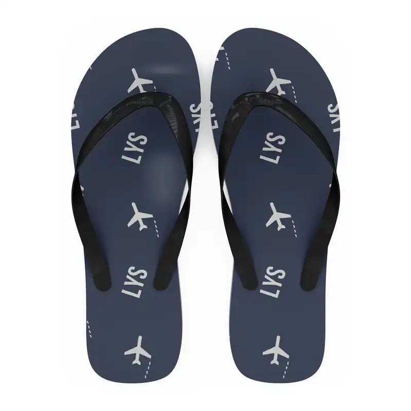 Lyon-Saint Exupéry Airport (LYS) Slippers & Flip Flops - Slippers - Flip Flops - Pattern - Navy Blue