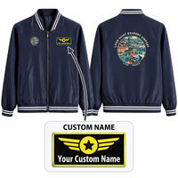 Thumbnail for Lyon-Saint Exupéry Airport (LYS) Stylish Jackets - Baseball Collar - Badge + Name - Navy Blue