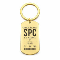 Thumbnail for La Palma Airport SPC - Key Chain - Boarding Pass Style - Gold