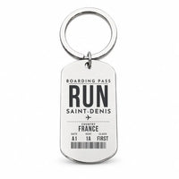 Thumbnail for La Réunion Roland Garros Airport RUN — Saint-Denis - Key Chain - Boarding Pass Style - Silver